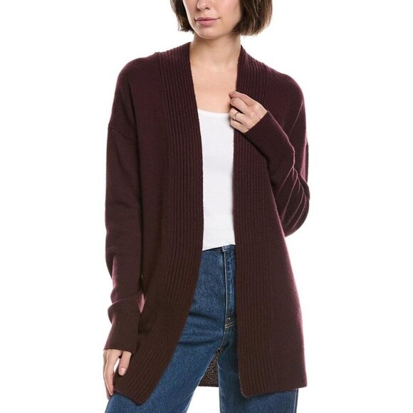 Vince Rib Placket Wool Cashmere Blend Cardigan Cherry Night Size Small NWT